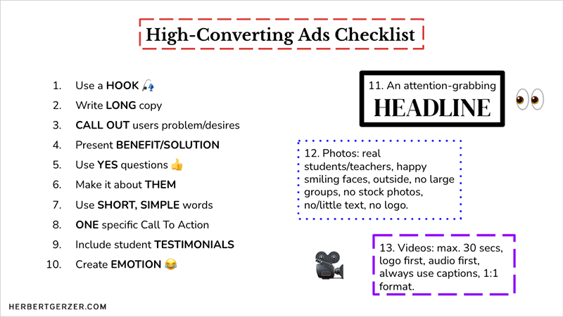 Language School High-Converting Ads Checklist